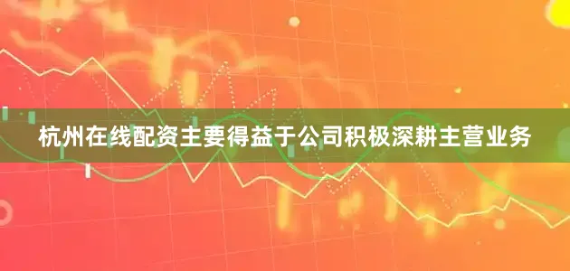 杭州在线配资主要得益于公司积极深耕主营业务